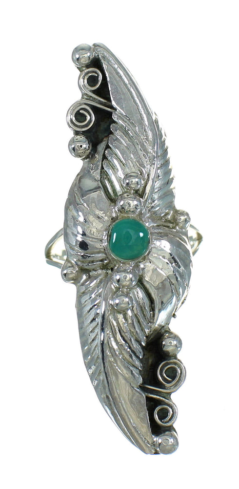 Authentic Sterling Silver Jewelry Southwest Turquoise Ring Size 5-3/4 AX90531
